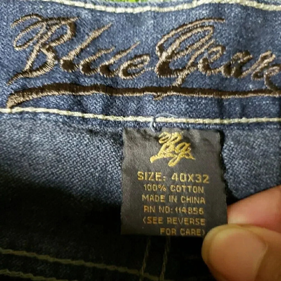 Blue Gear Jeans Mens 40x32 Blue Relaxed Loose Dark Wash Denim Everyday Basic - Picture 5 of 9